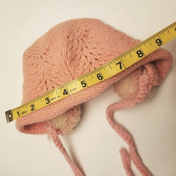 Vintage handknit crochet blush peachy pink baby bonnet - Picture 5 of 5